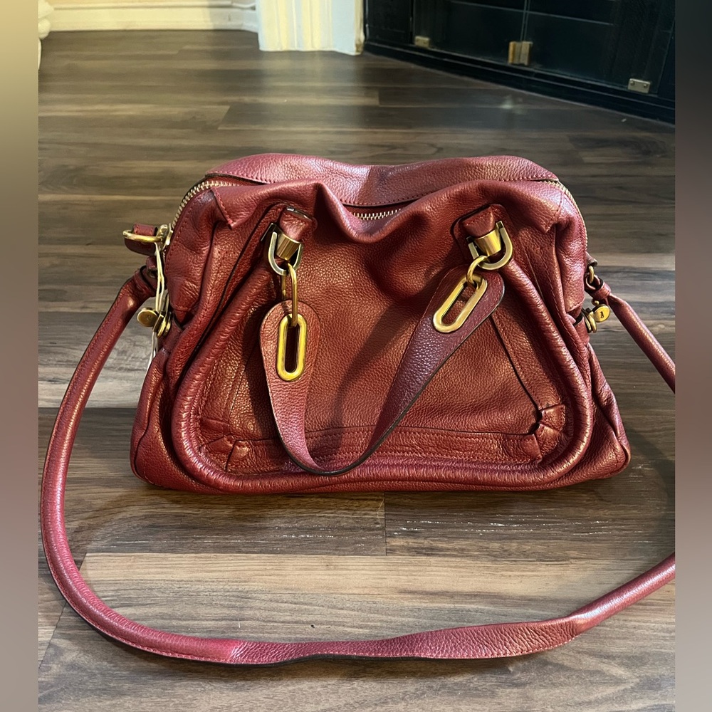 Chloe/ hand bag/ red/ leather